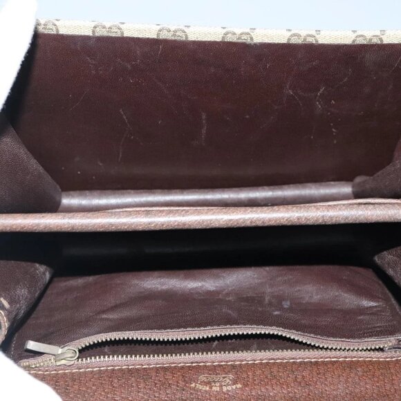 GUCCI GG Supreme Web Sherry Line Shoulder Bag PVC Leather Beige Gold - Picture 10 of 16